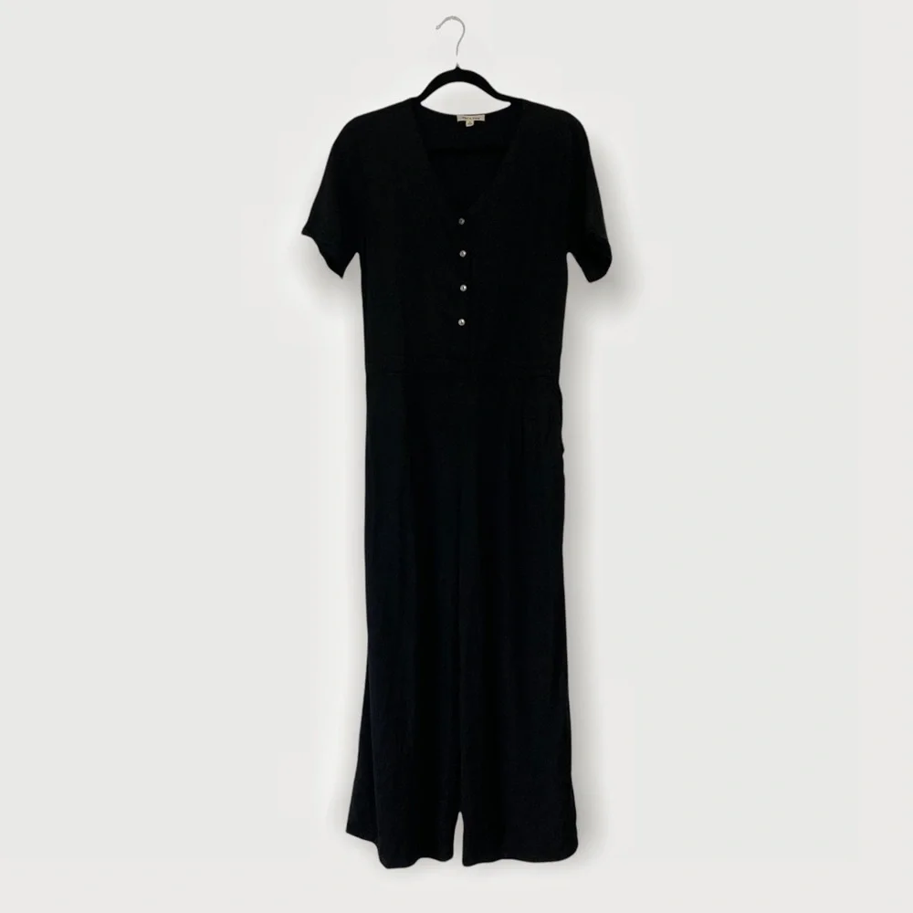 Tea n Rose Adams Wide Leg Black Jumpsuit Size M - Picture 2 of 9